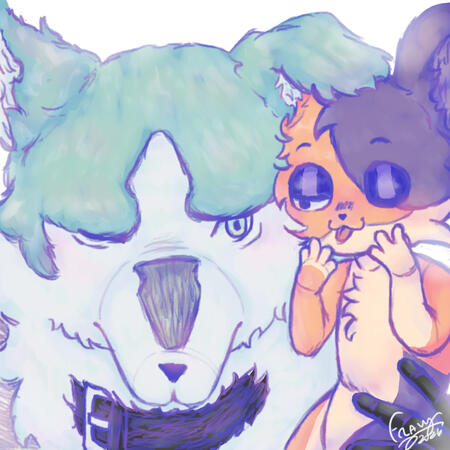 Selfship, dos personajes (art trade con catosauruus)